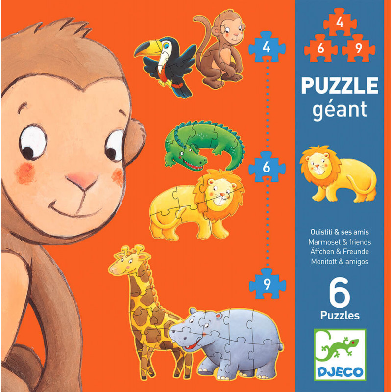 Puzzle Primo - Évolutif - 3-4-5-6 - Dès 2 ans - Jungle