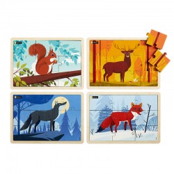 Puzzle bois lot de 4 -...